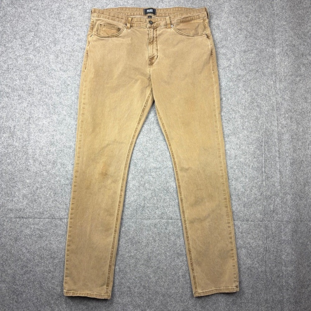 Paige Pants Mens 36x32 Brown Lennox Slim Fit Vintage Sierra Cotton Stretch USA